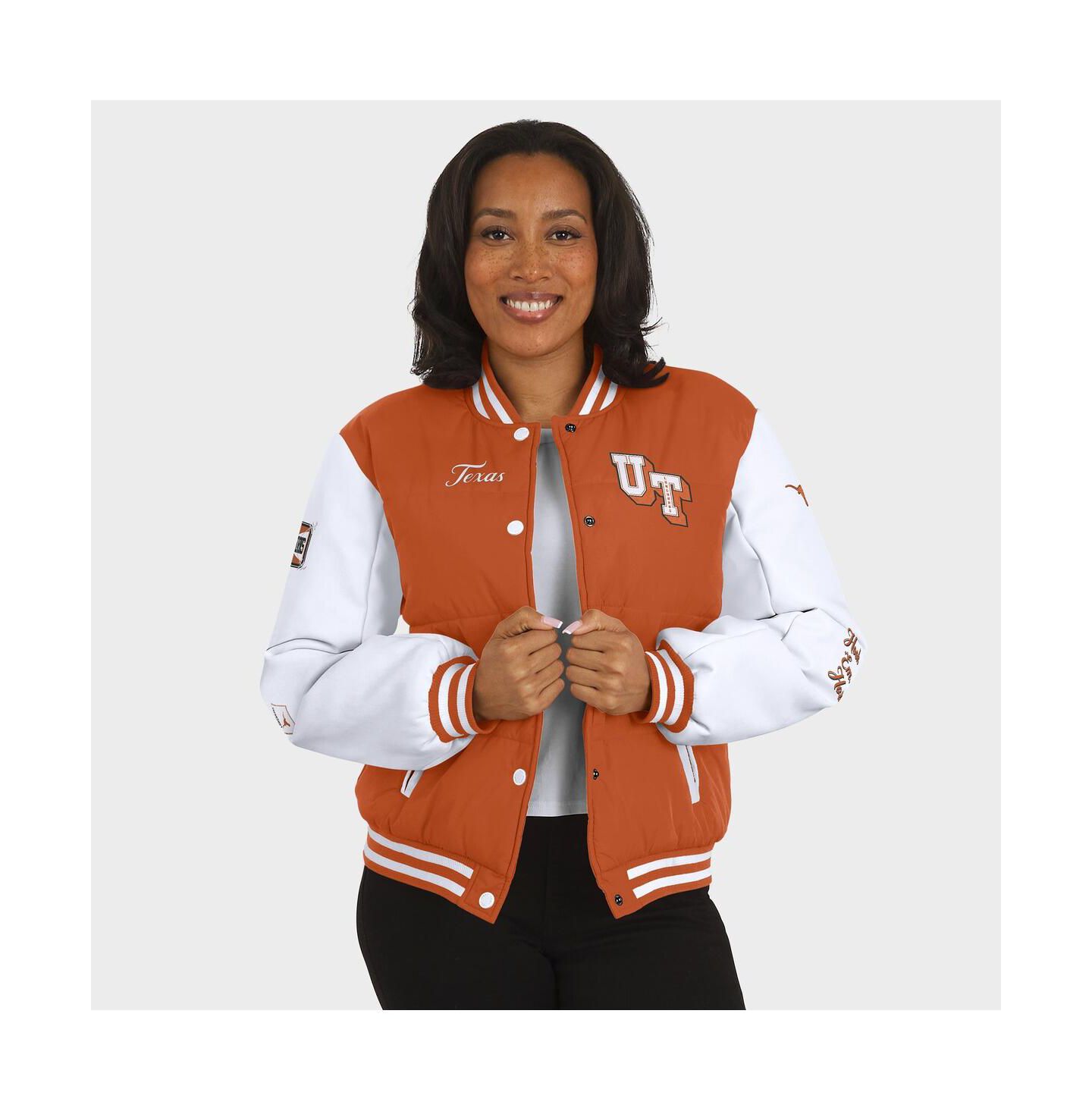 Женская куртка WEAR by Erin Andrews Burnt Orange Texas Longhorns Varsity Puffer — фото 4