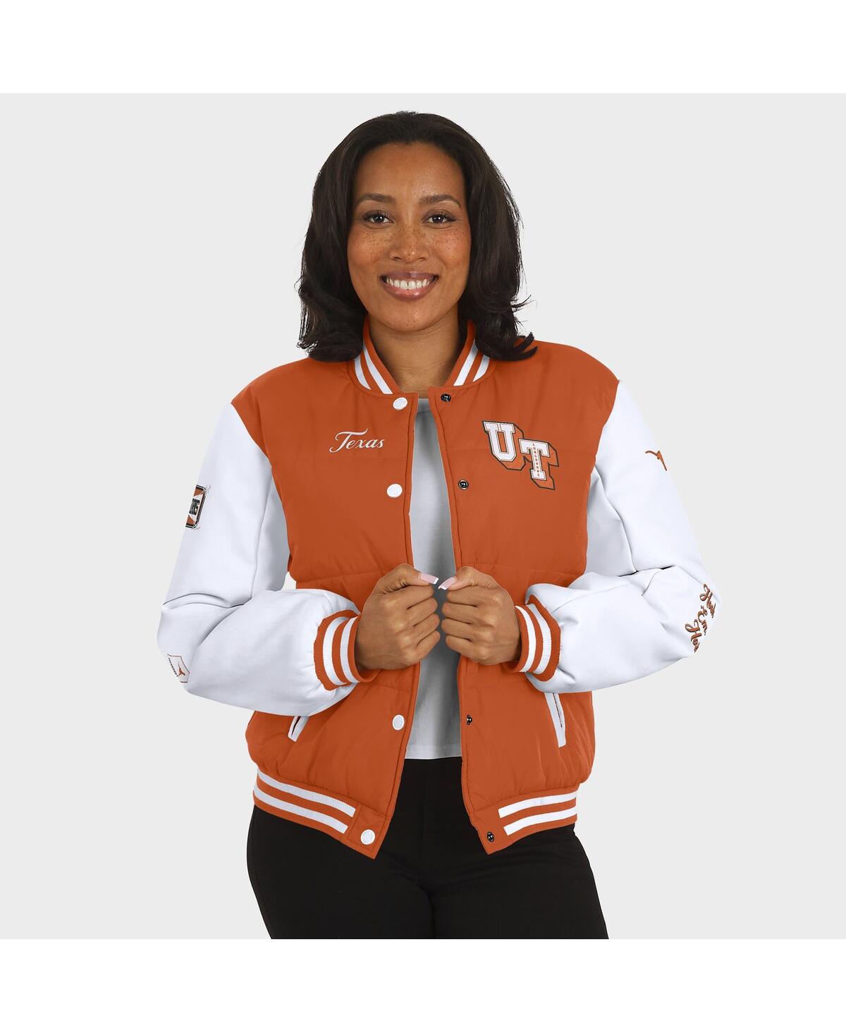 Wear By Erin Andrews Women'sburnt Orange Texas Longhorns Varsity Puffer Jacket In Orange