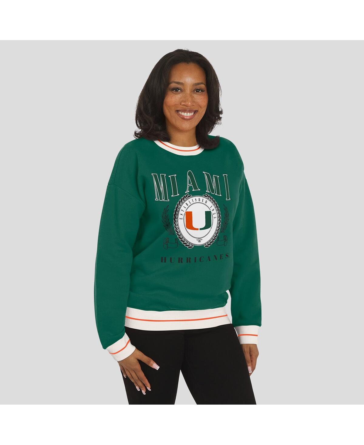 Wear By Erin Andrews Women'sgreen Miami Hurricanes Seal Sweatshirt In Green