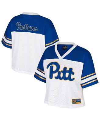 Colosseum - Women's White Pitt Panthers Treasure Cropped Football Jersey