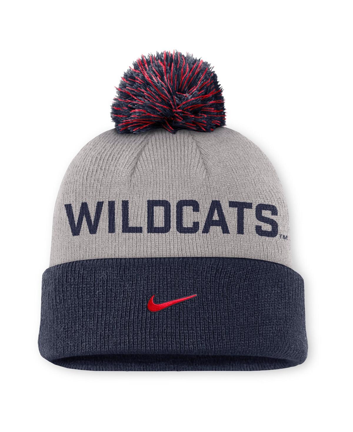 Nike Men's Gray/Navy Arizona Wildcats Primetime Peak Cuffed Pom with Knit Hat