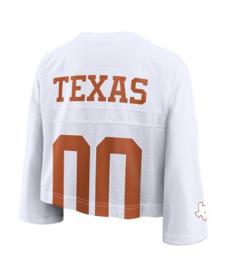 Women's White Texas Longhorns Cropped Mesh Dri-FIT Fashion Jersey