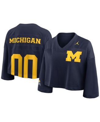 Jordan - Women'sNavy Michigan Wolverines Cropped Mesh Dri-FIT Fashion Jersey
