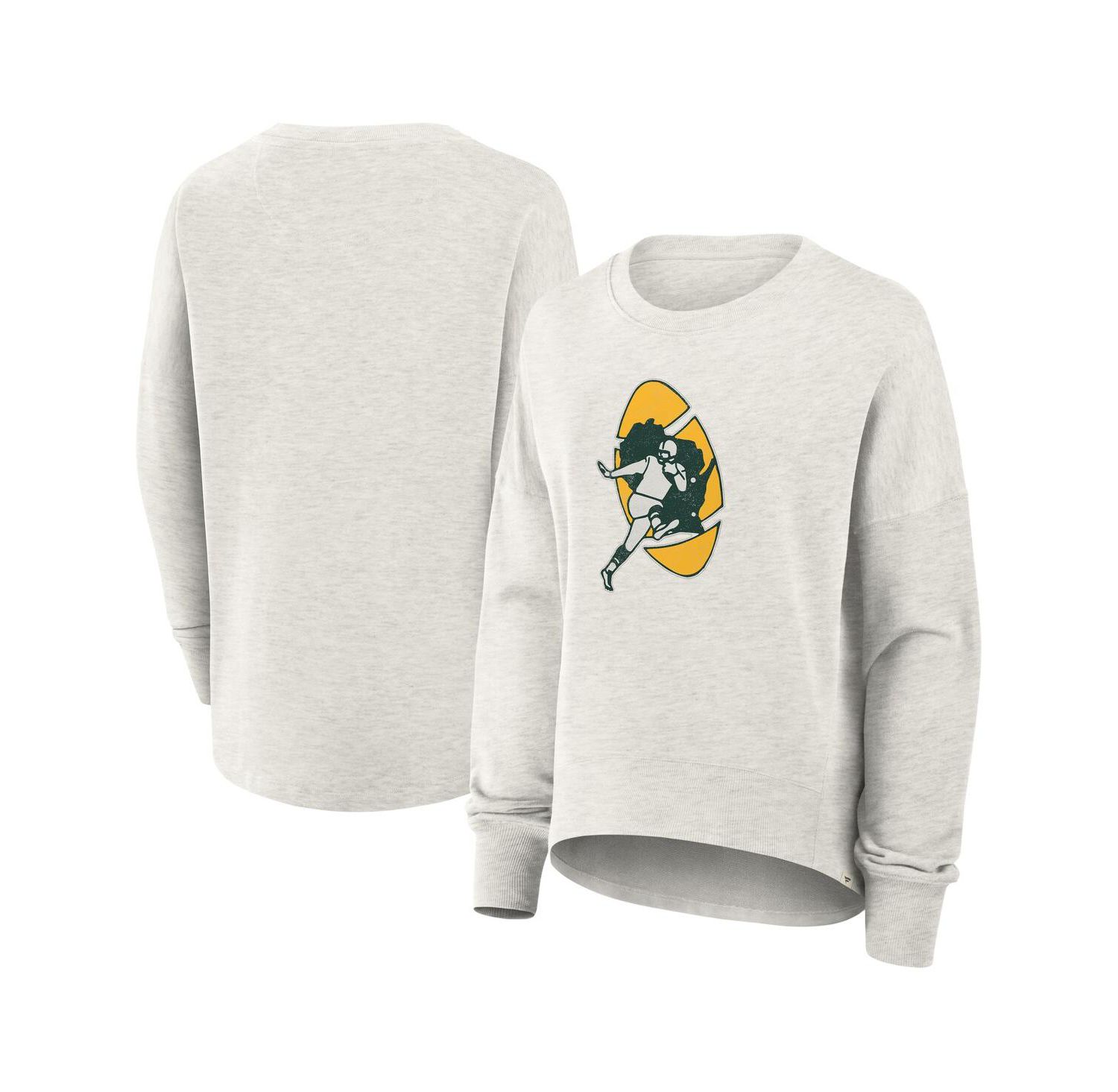 Women's Heather Gray Green Bay Packers Oversized Hometown Pullover Sweatshirt
