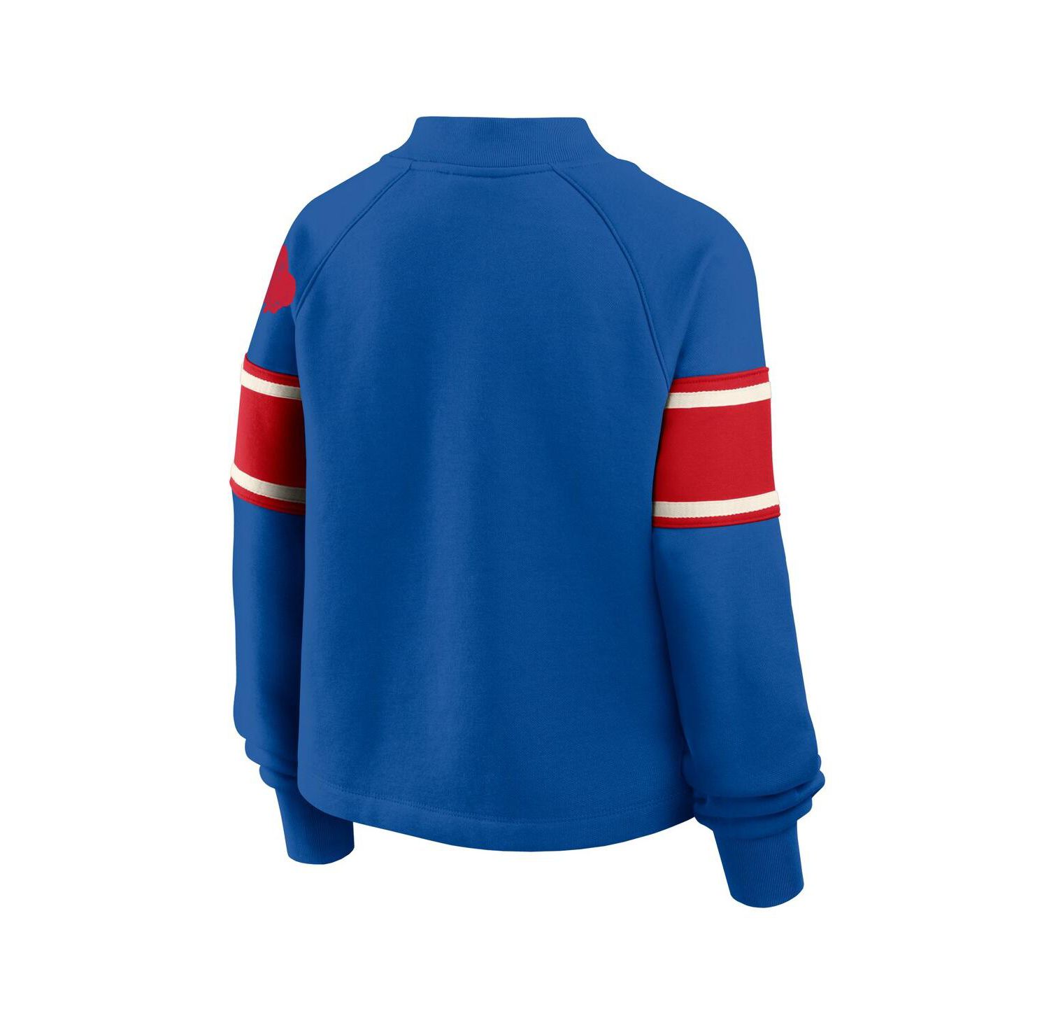 Women's Royal Buffalo Bills Oversized Hometown Toss Sweep Mock Neck Pullover Hoodie