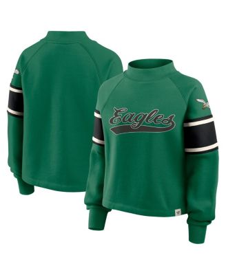 Fanatics - Women's Kelly Green Philadelphia Eagles Oversized Hometown Toss Sweep Mock Neck Pullover
