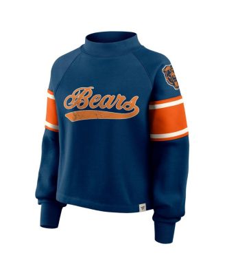 Women's Navy Chicago Bears Oversized Hometown Toss Sweep Mock Neck Pullover Hoodie