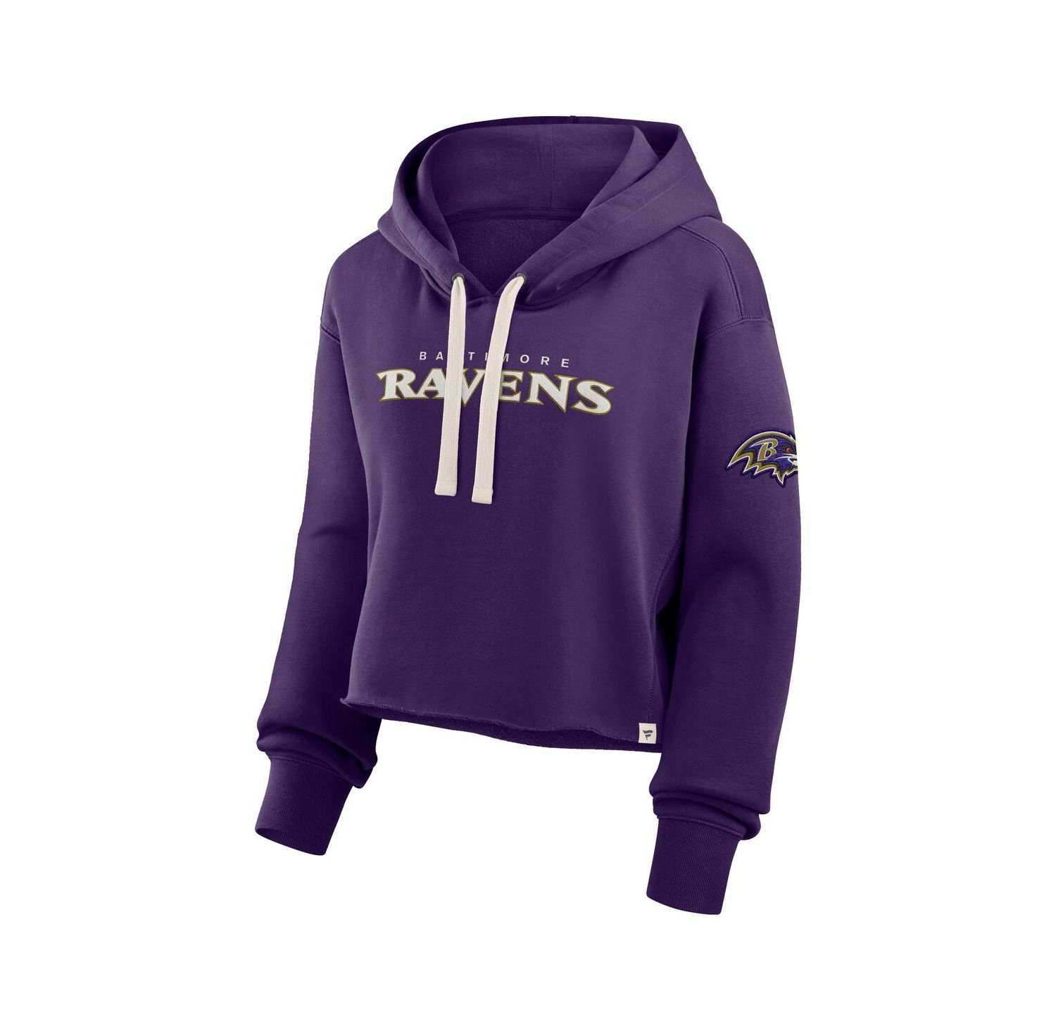 Women's Purple Baltimore Ravens Oversized Hometown Heritage Cropped Hoodie