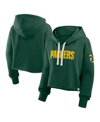 Women's Green Green Bay Packers Oversized Hometown Heritage Cropped Hoodie