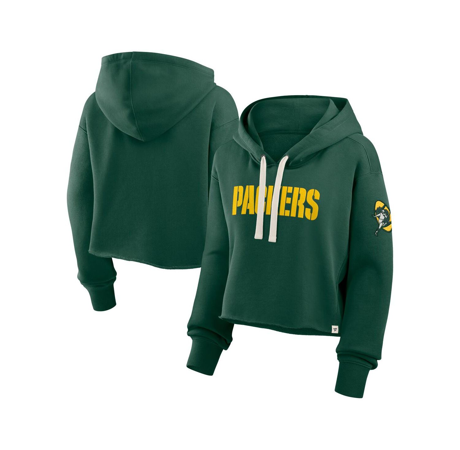Women's Green Green Bay Packers Oversized Hometown Heritage Cropped Hoodie