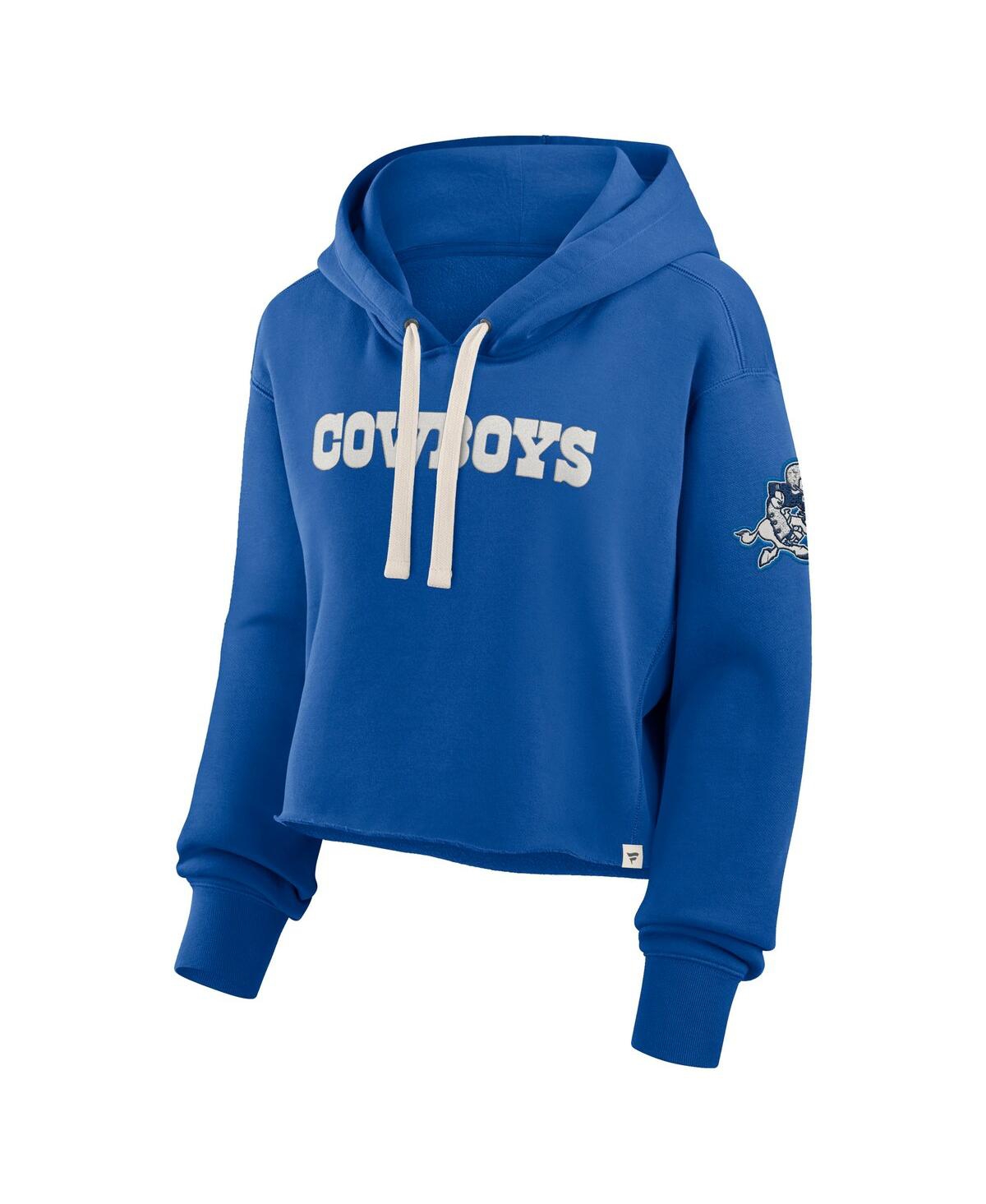 Fanatics Women's Royal Dallas Cowboys Oversized Hometown Heritage Cropped Hoodie In Blue