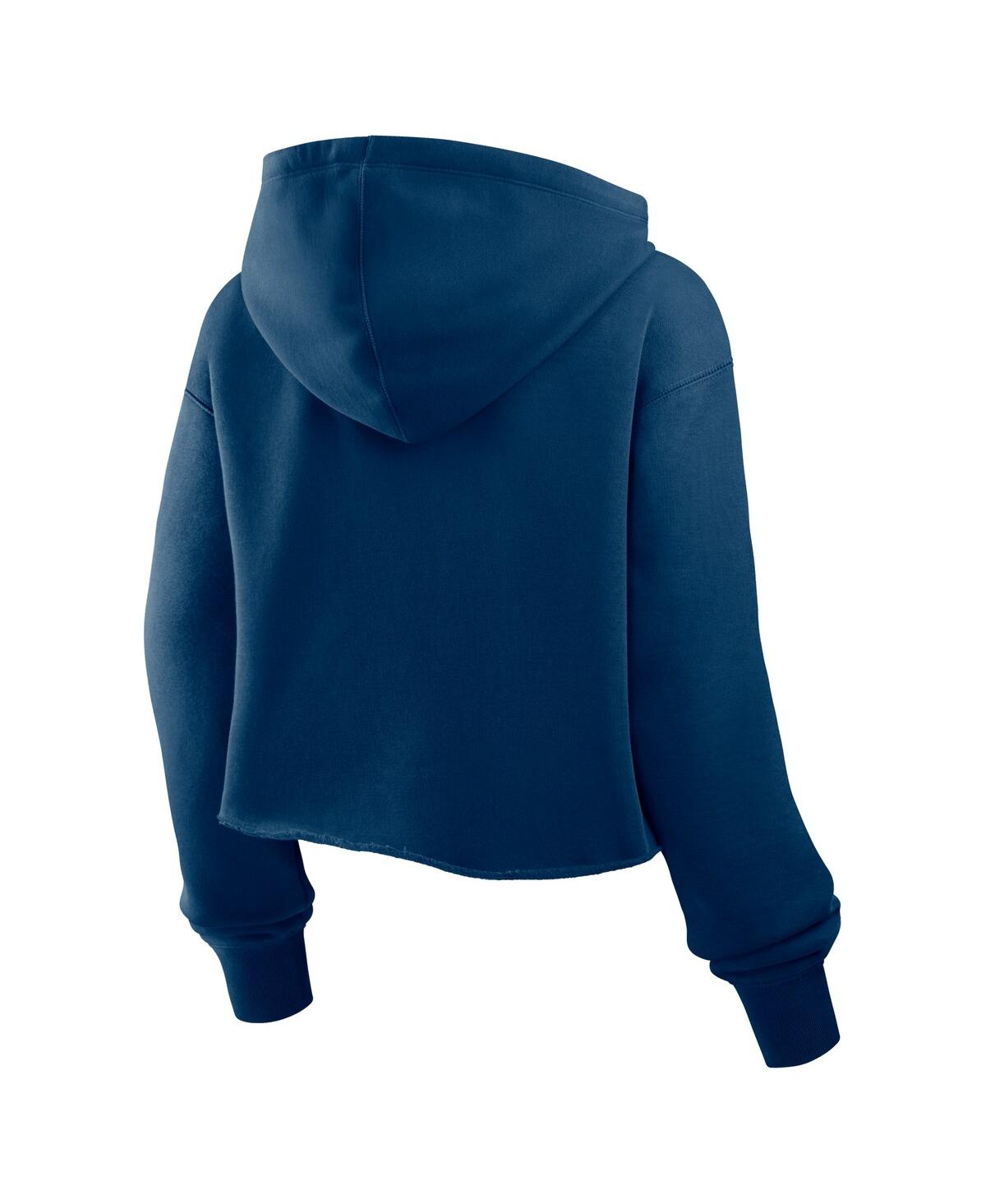 Fanatics Women's Navy Chicago Bears Oversized Hometown Heritage Cropped Hoodie In Blue