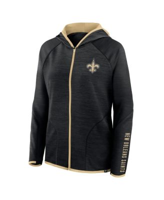 Women's Black New Orleans Saints Redzone End Around Pass Raglan Full-Zip Hoodie