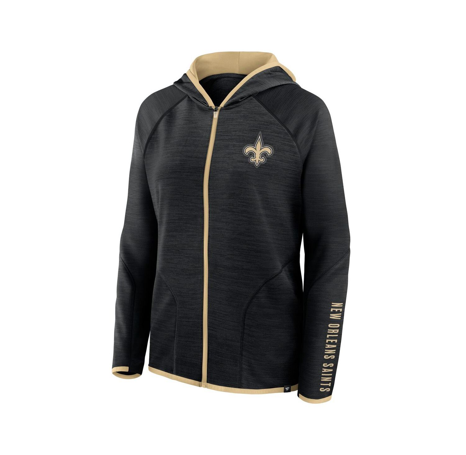 Women's Black New Orleans Saints Redzone End Around Pass Raglan Full-Zip Hoodie