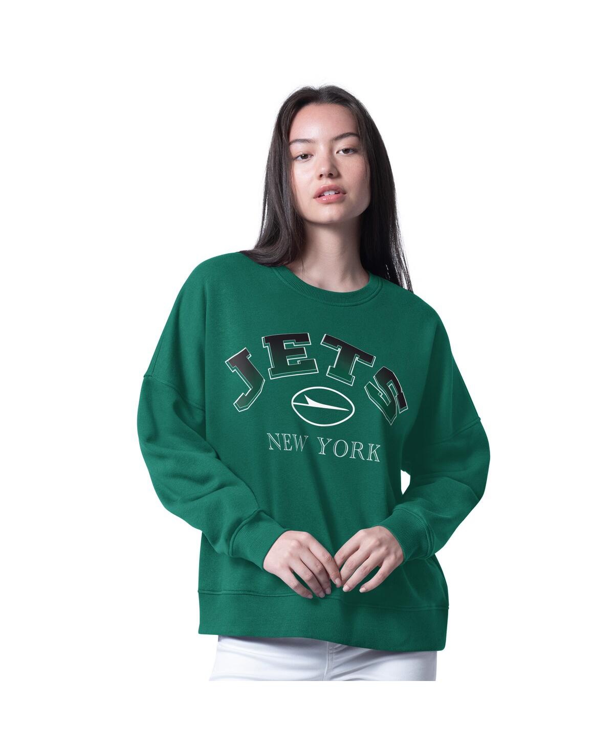 G-iii 4her By Carl Banks Women's Green New York Jets Oversized Feud Sweatshirt
