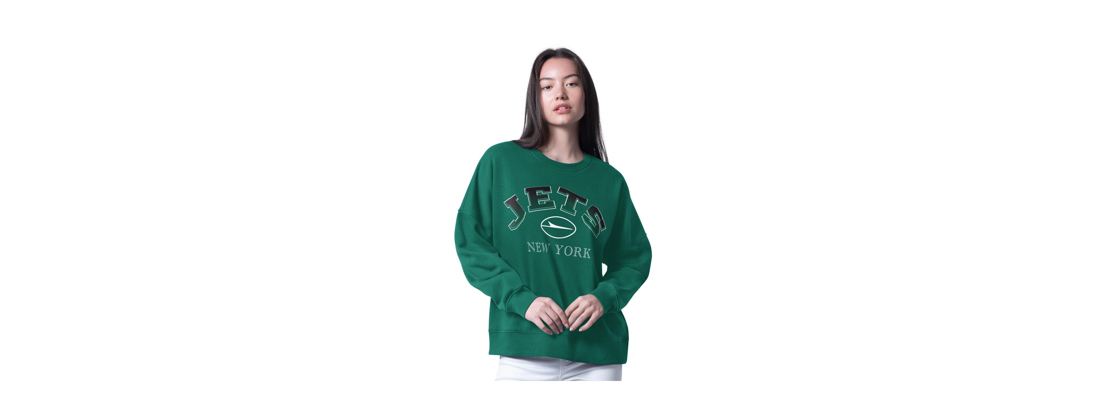 G-iii 4Her by Carl Banks Women's Green New York Jets Oversized Feud Sweatshirt