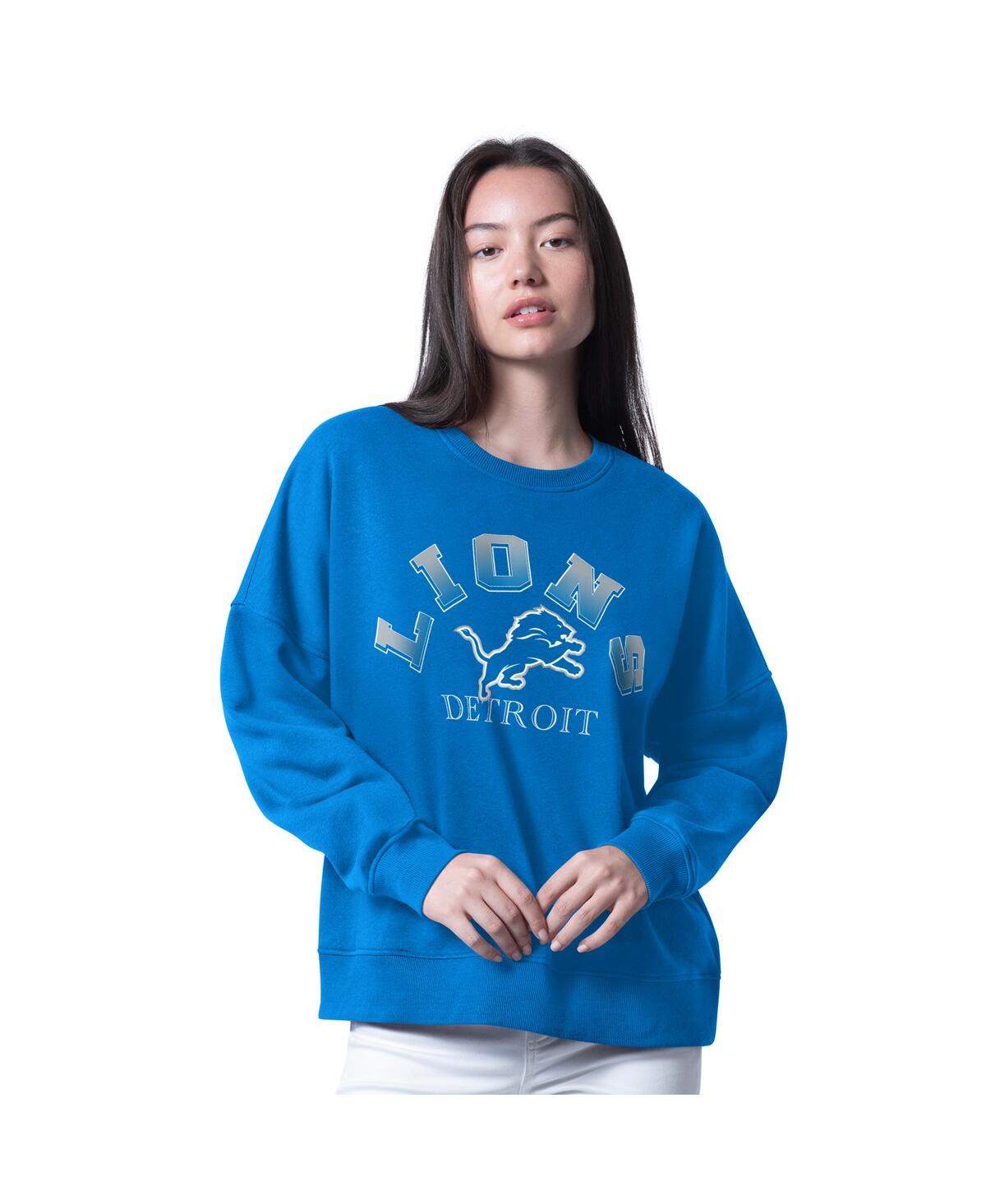 G-iii 4Her by Carl Banks Women's Blue Detroit Lions Oversized Feud Sweatshirt