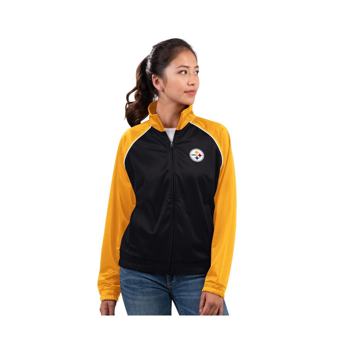 Women's Black Pittsburgh Steelers Replay Full-Zip Track Jacket