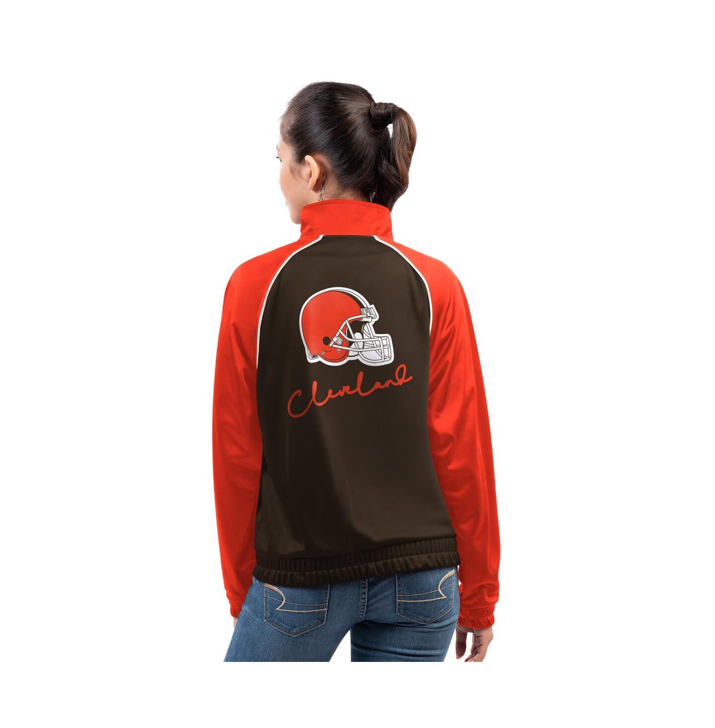 Женская куртка G-III 4Her by Carl Banks Brown Cleveland Browns Replay Full-Zip Track Jacket — фото 2