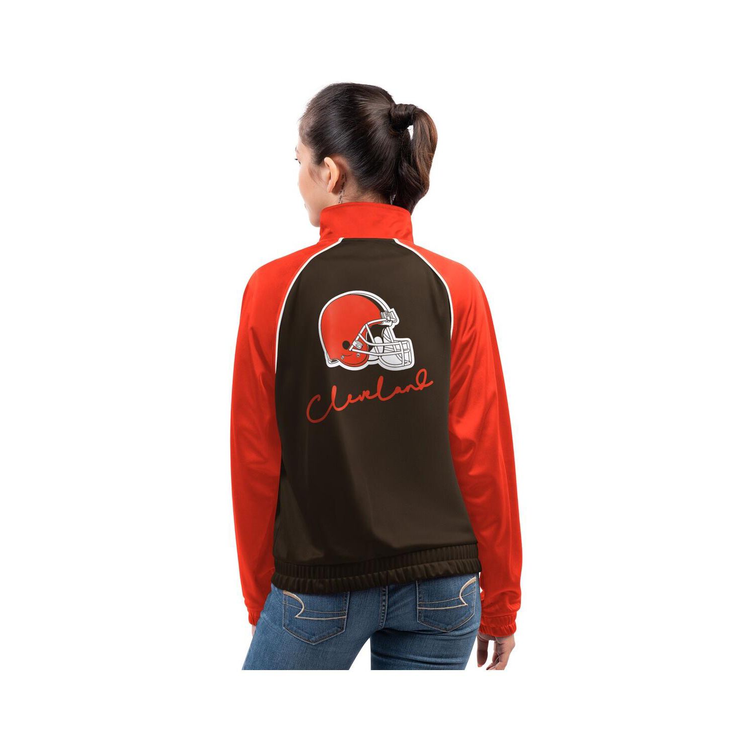Women's Brown Cleveland Browns Replay Full-Zip Track Jacket