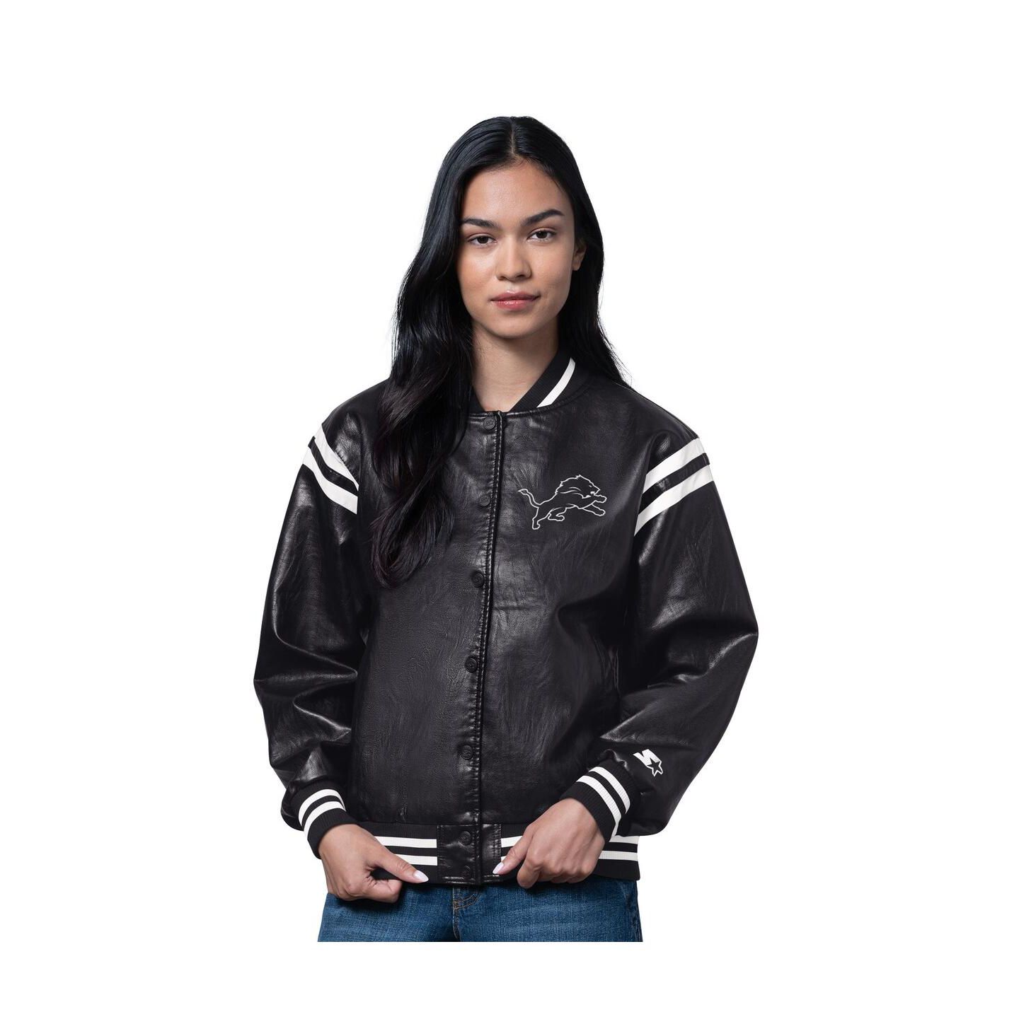 Женская куртка Starter Black Detroit Lions High Heat Varsity — фото 1