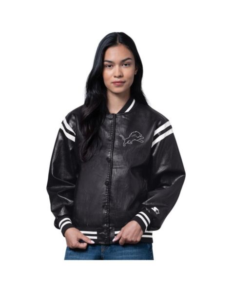 Женские куртки Starter Women's Black Detroit Lions High Heat Varsity Jacket