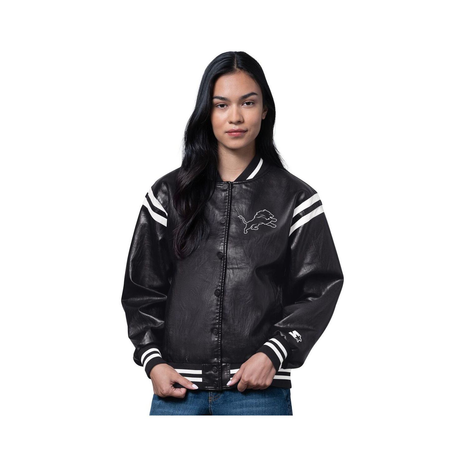 Women's Black Detroit Lions High Heat Varsity Jacket