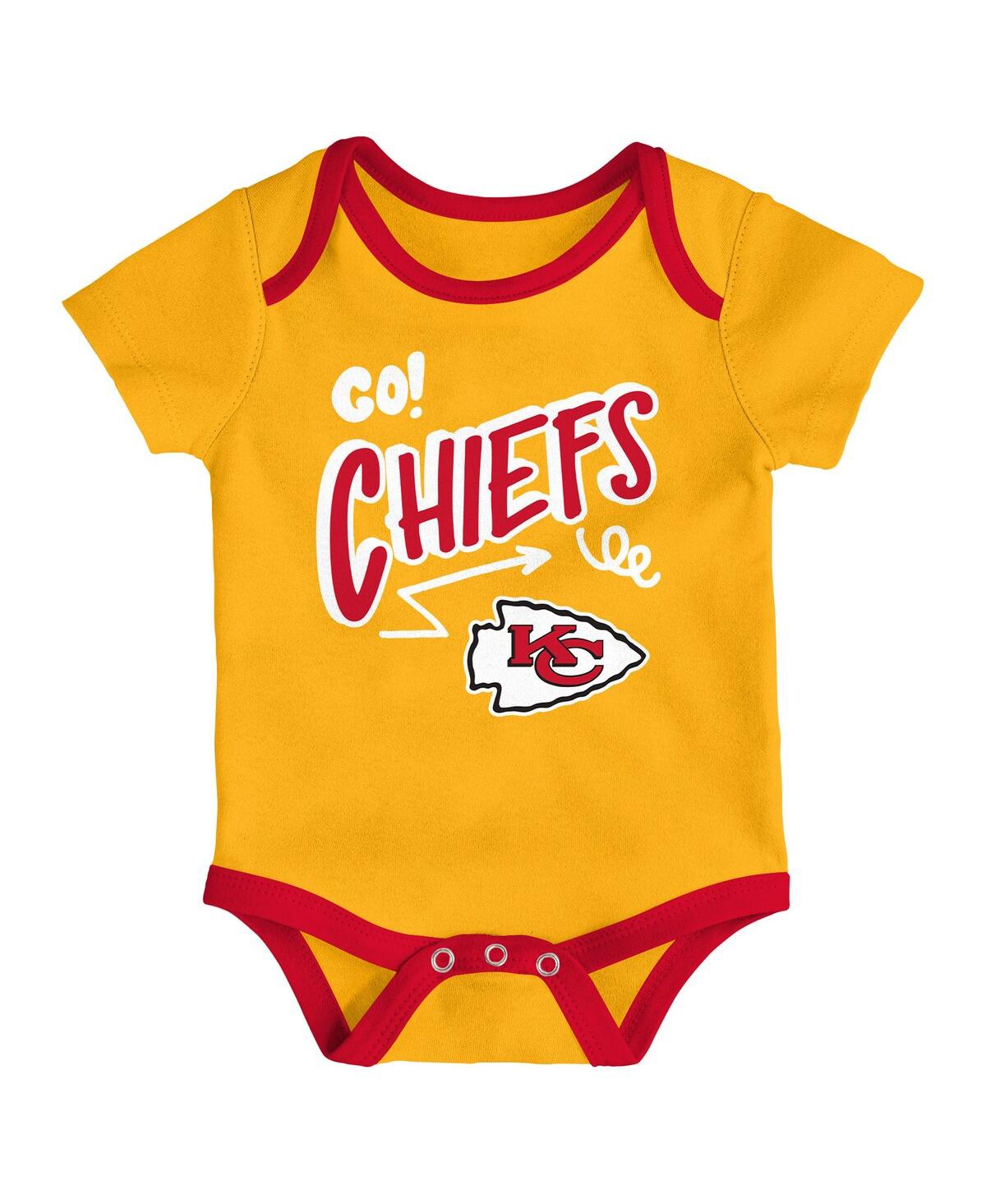 Outerstuff Baby Boys And Girls 3-piece Kansas City Chiefs All Day Play Bodysuit Set In Red