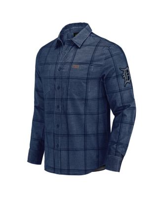 Men's Darius Rucker Collection by Fanatics Navy Detroit Tigers Thin Wale Corduroy Plaid Button Up Shirt