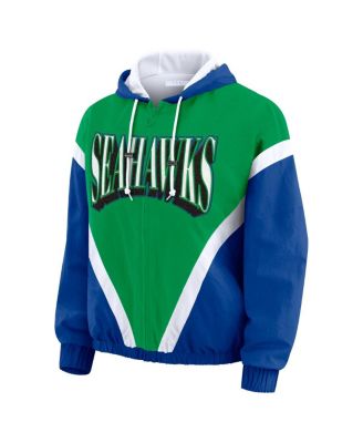 Women's Kelly Green/Royal Seattle Seahawks Plus Size Retro Crinkle Full-Zip Windbreaker Jacket