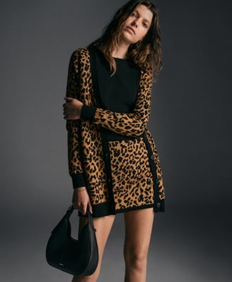 Women's Cheetah Print Long Sleeve Cardigan Sweater