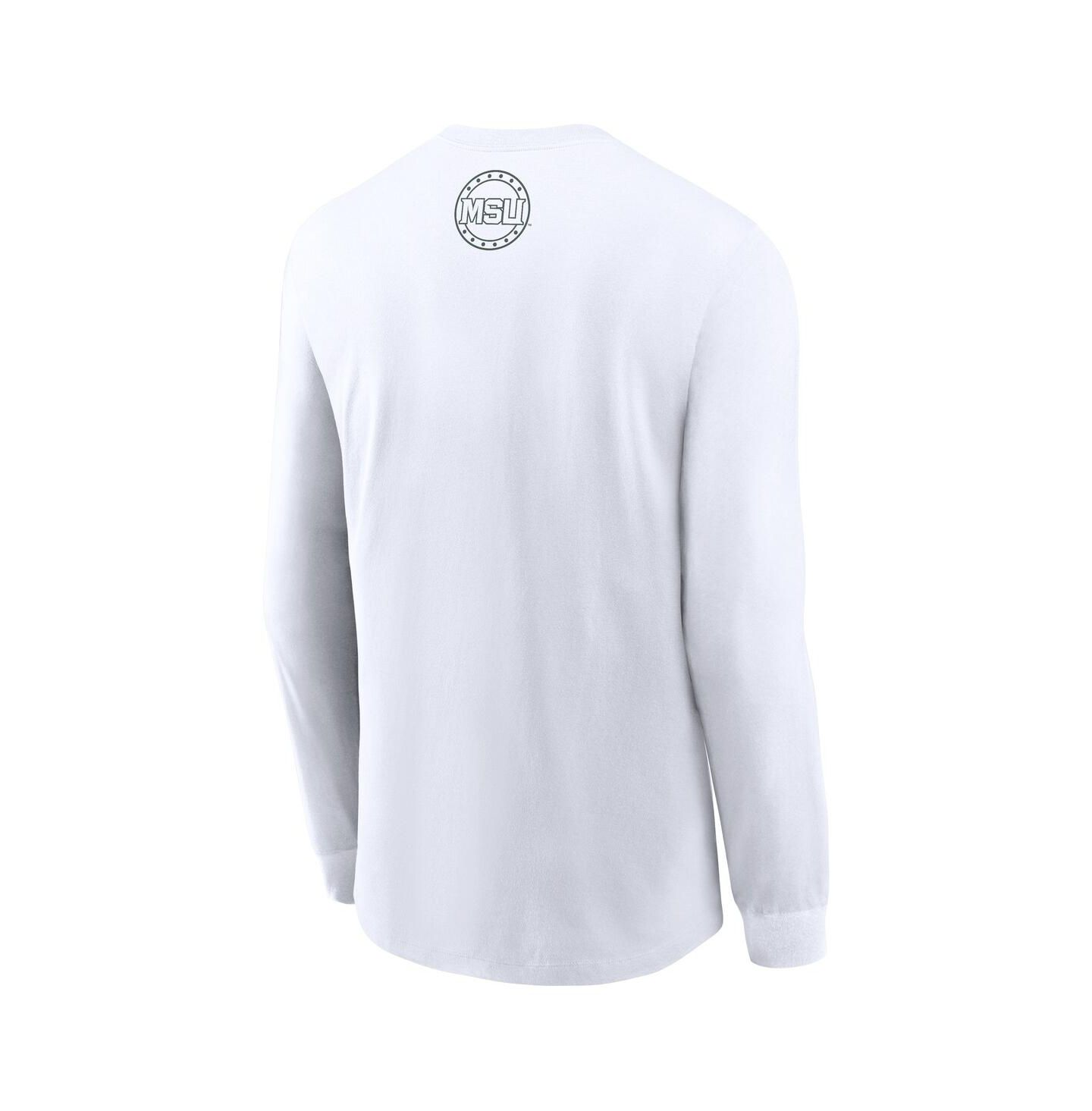 Мужская футболка Nike White Michigan State Spartans 2025 Football Fan Raise Your Shield Long Sleeve — фото 3