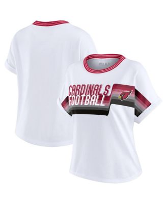 WEAR by Erin Andrews - Women's White Arizona Cardinals Cropped Center Stripe Dolman T-Shirt