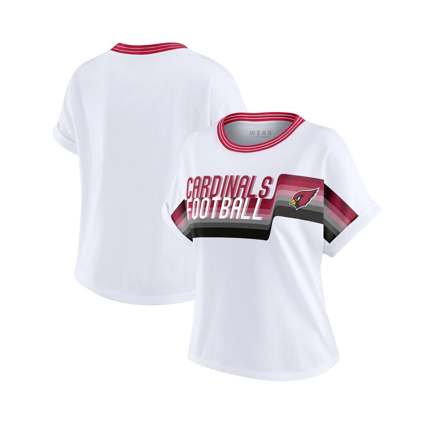 Women's White Arizona Cardinals Cropped Center Stripe Dolman T-Shirt