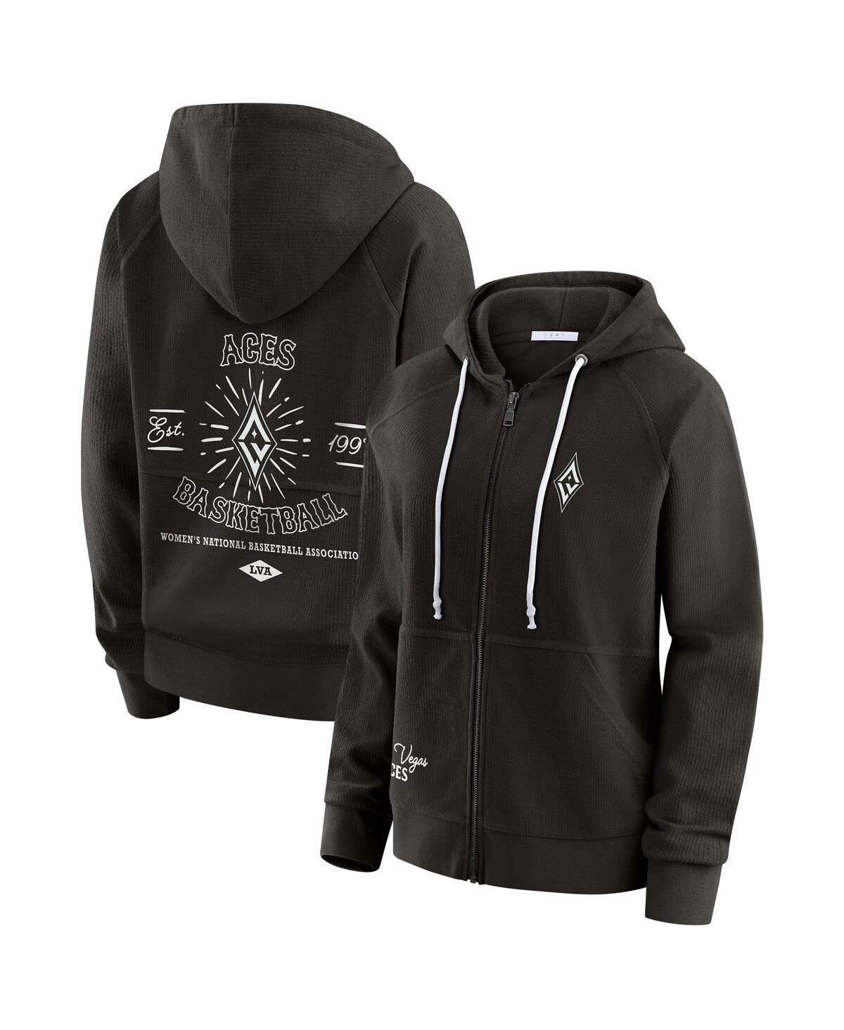 Wear By Erin Andrews Women'sblack Las Vegas Aces Vintage Full-zip Raglan Hoodie In Black