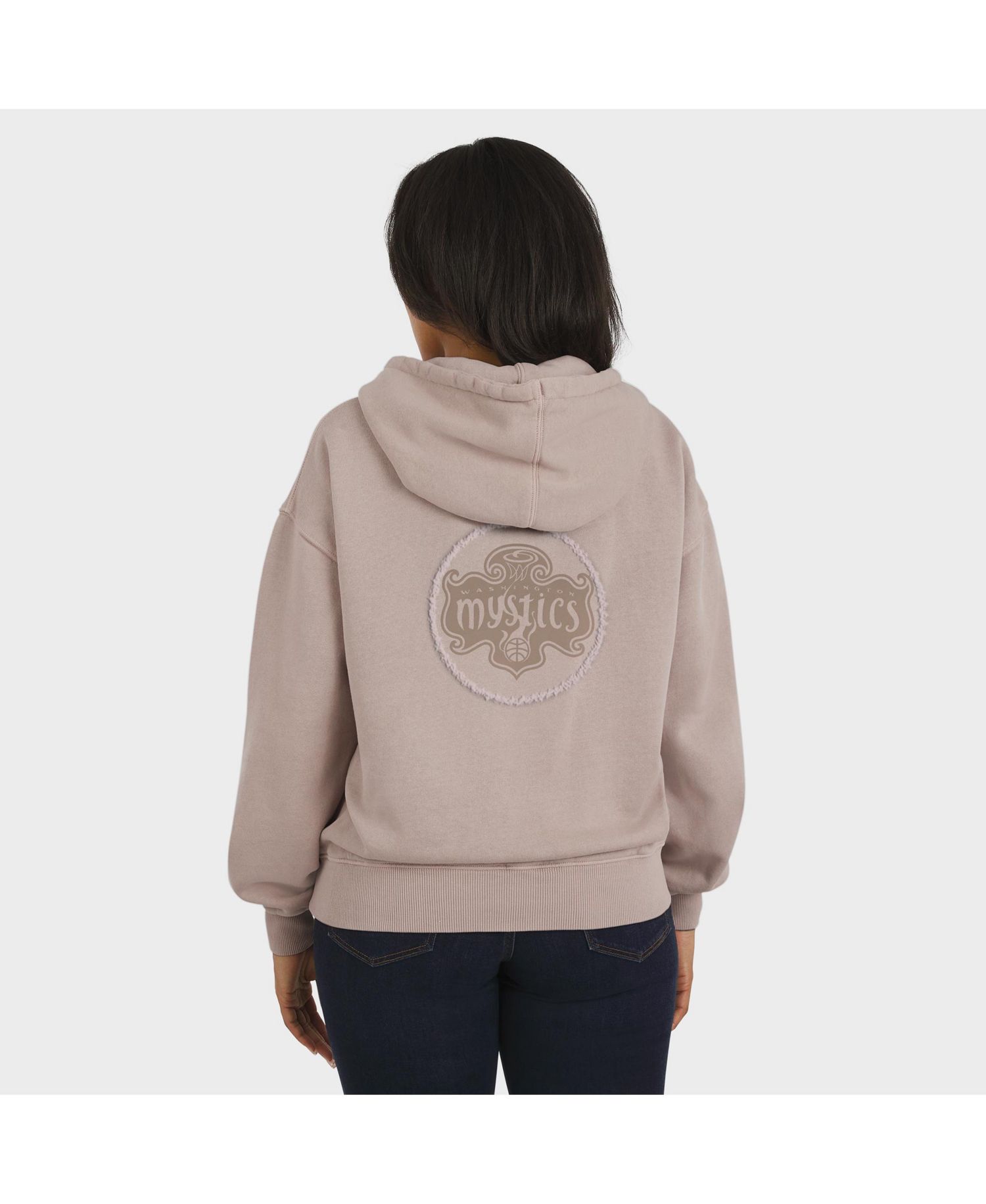 Women's Tan Washington Mystics Washed Pullover Crew Neck Hoodie
