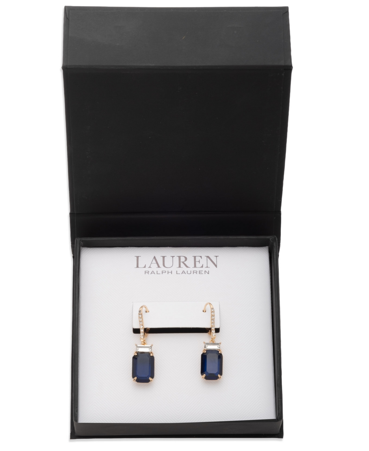 Ralph Lauren Glass Stone Drop Earrings In Gray