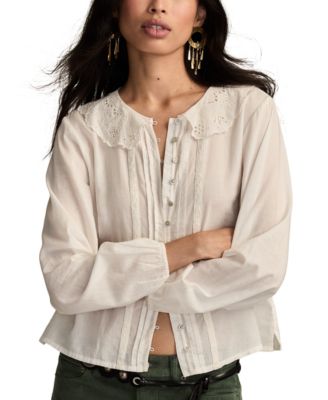 Women's Cutwork Peter Pan Collar Top