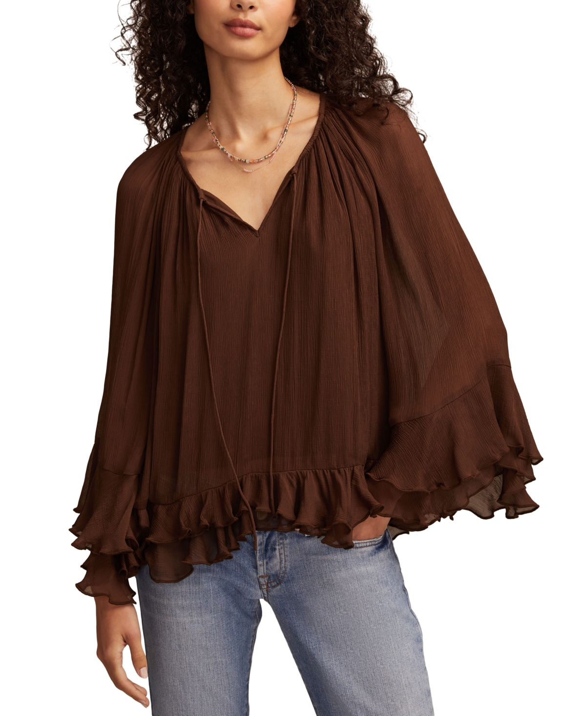 Lucky Brand Women's Ruffle Chiffon Top