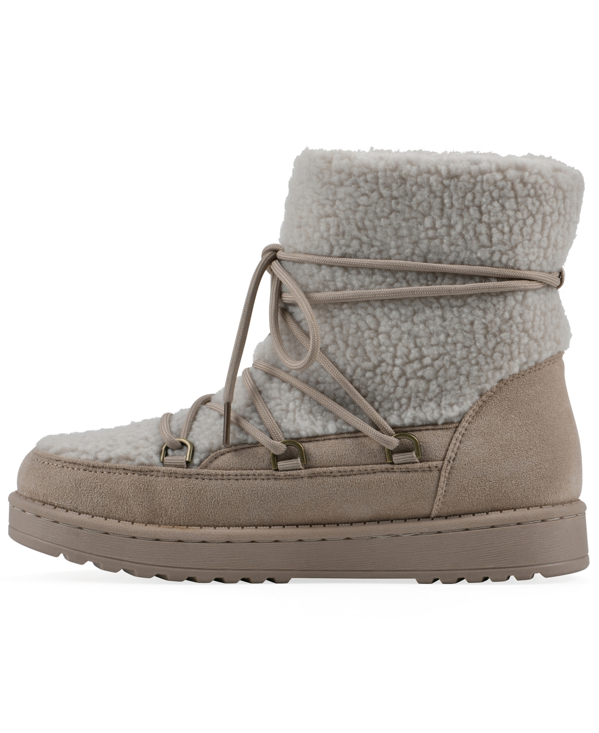 White Mountain Women's Isador Faux Sherpa Lace-up Boots In Multi