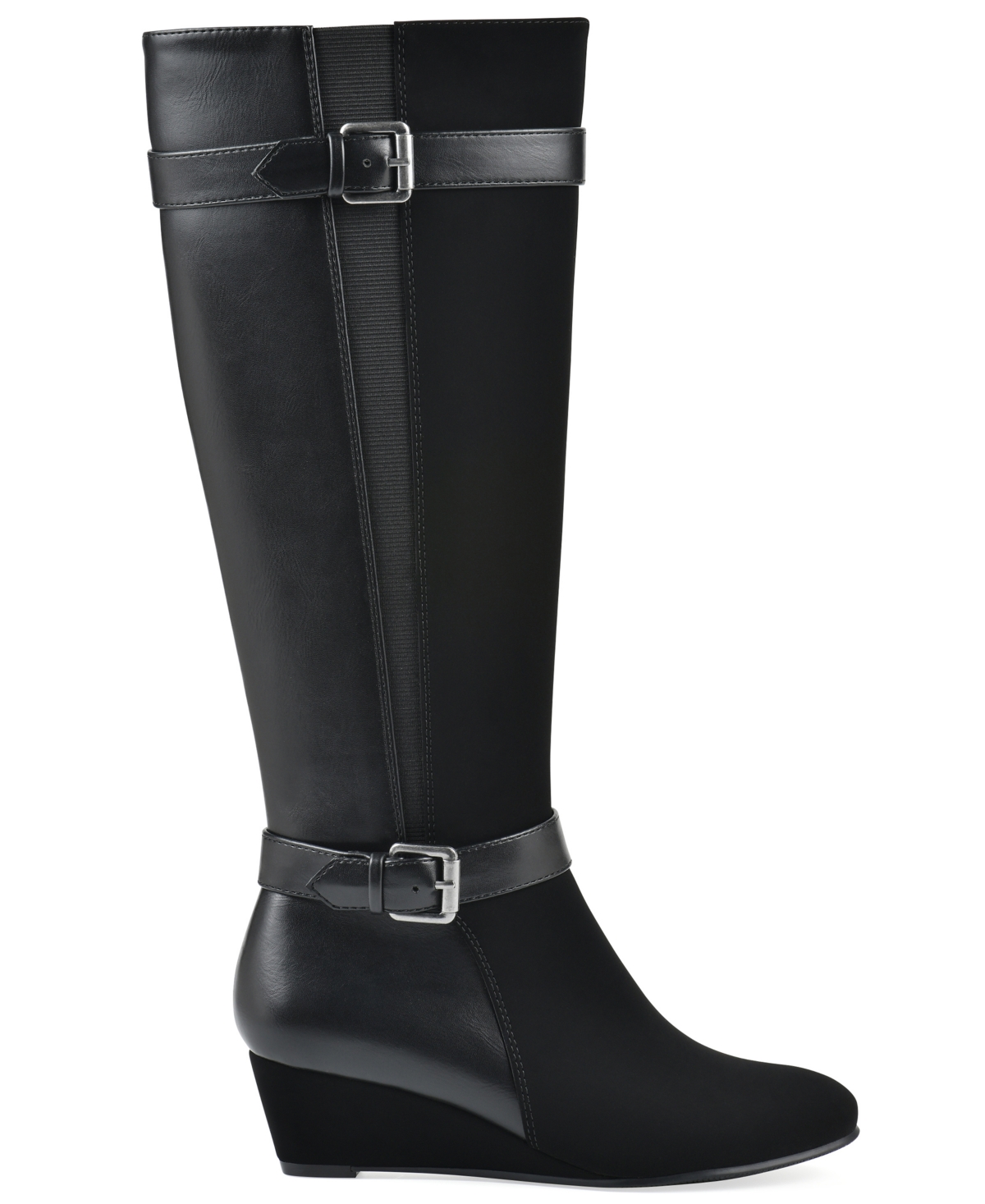 White Mountain Women's Cheers Tall Shaft Wide Calf Wedge Boot In Black