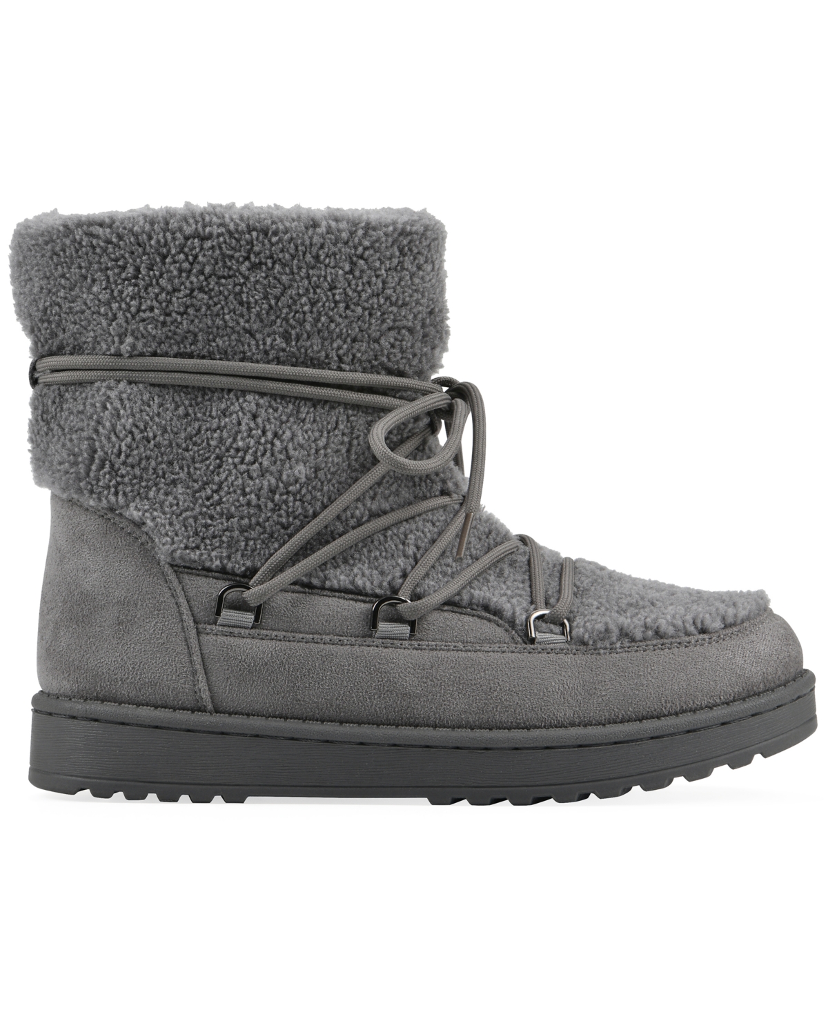 White Mountain Women's Isador Faux Sherpa Lace-up Boots In Gray