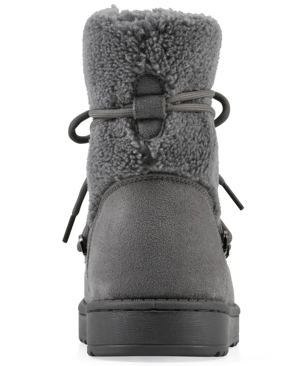 White Mountain Women's Isador Faux Sherpa Lace-up Boots In Gray