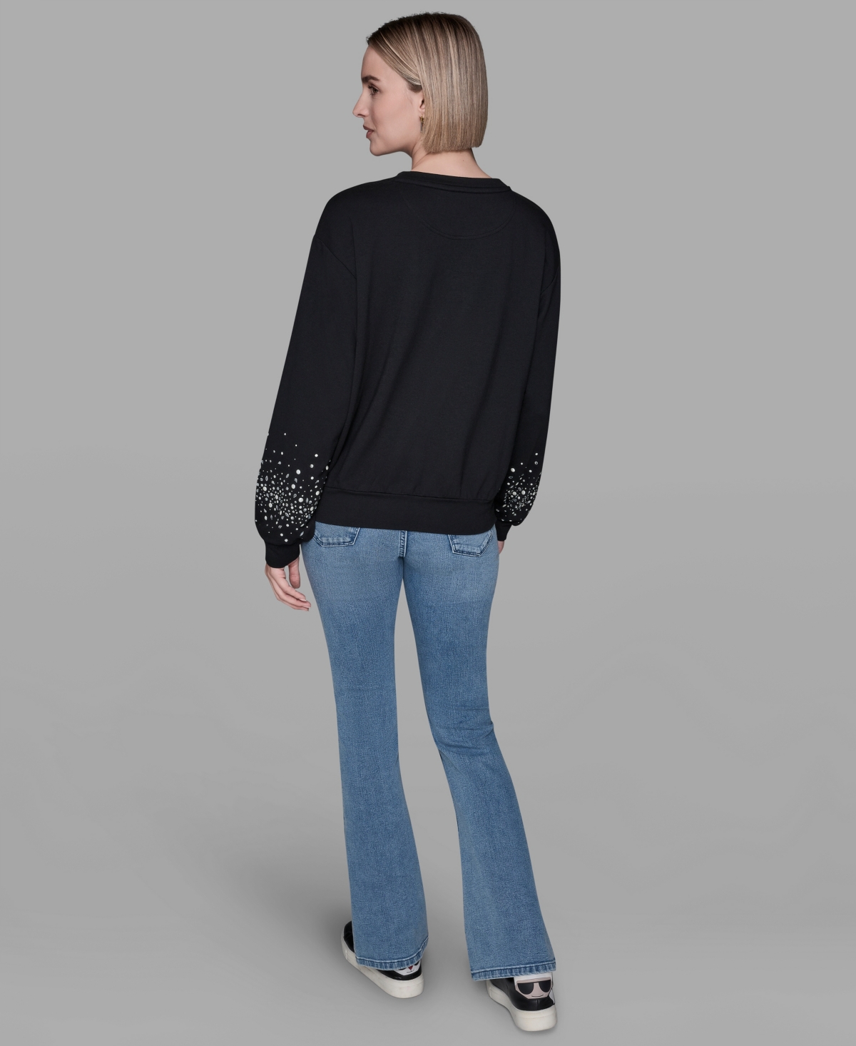 Karl Lagerfeld Women's Sparkle Long Sleeve Sweatshirt In Blue