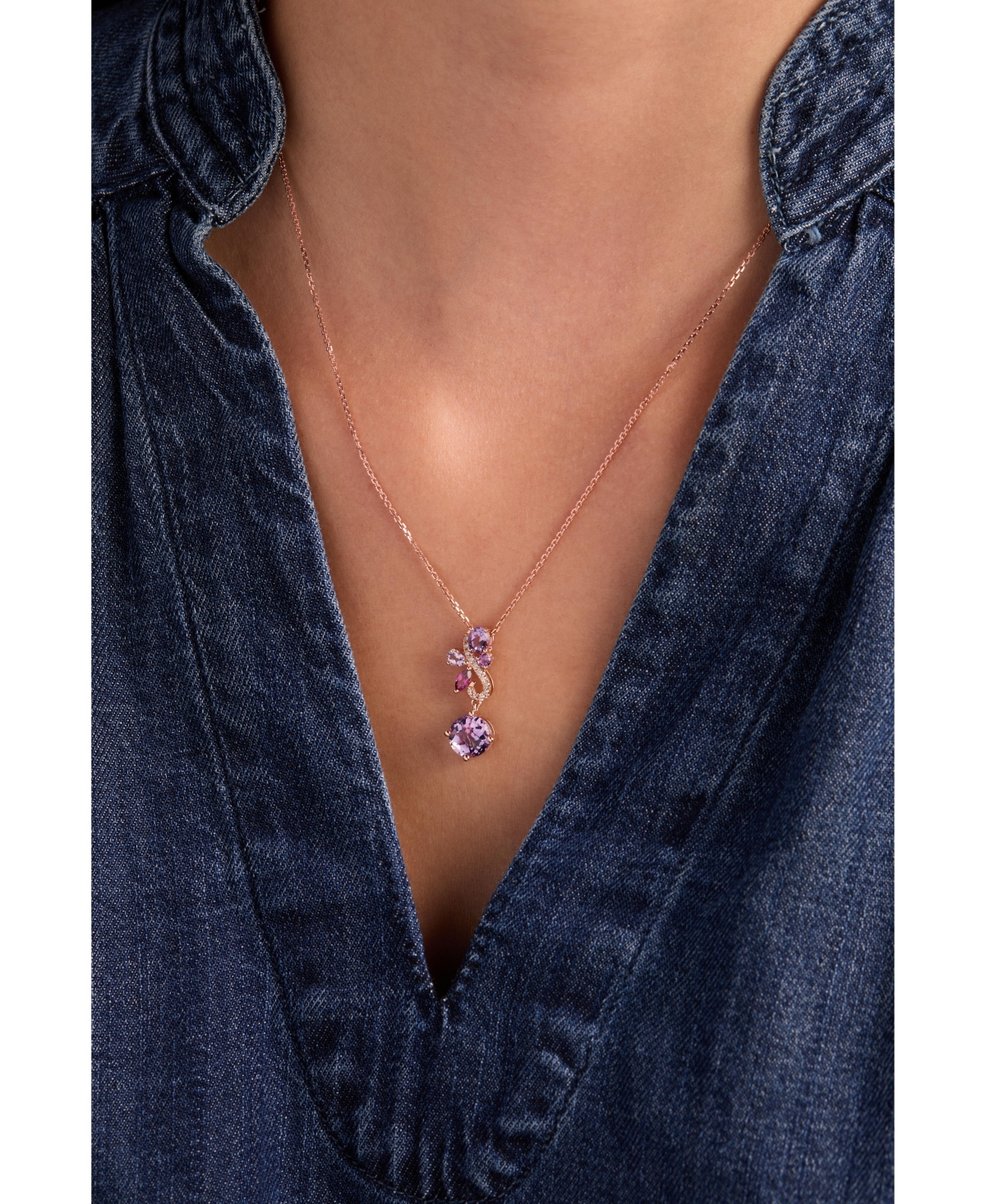 Le Vian Multi-gemstone (2-1/3 Ct. T.w.) & Nude Diamond (1/10 Ct. T.w.) Swirl Pendant Necklace In 14k Rose Go In Multi