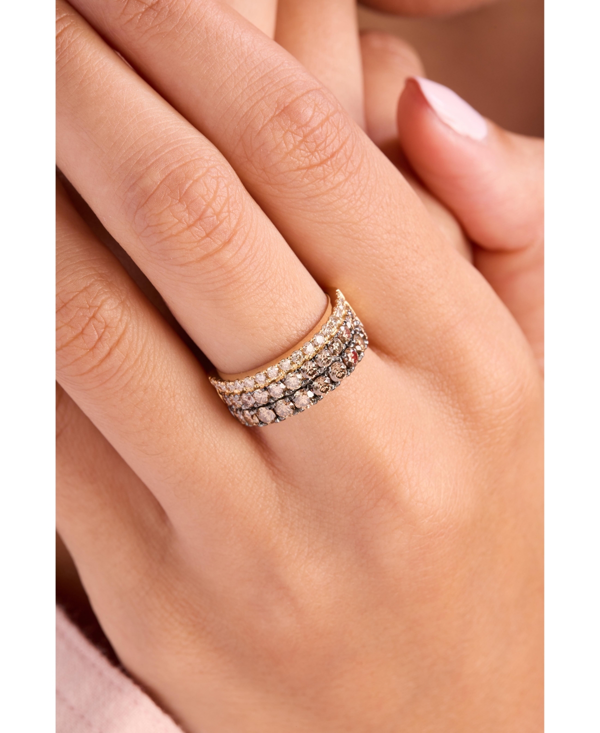 Le Vian Chocolate Ombre Diamond Triple Row Ring (1-7/8 Ct. T.w.) In 14k Gold In Gold