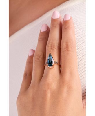 Chocolatier&reg; Deep Sea Blue Topaz™ (3-1/2 ct. t.w.) & Chocolate Diamond&reg; (1/20 ct. t.w.) Ring in 14k Rose Gold