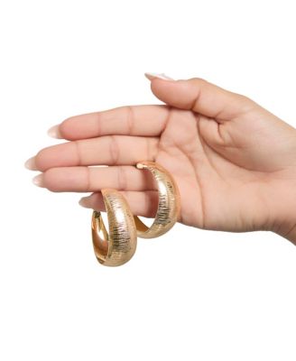 Matte Textured Gold Hoop Earrings