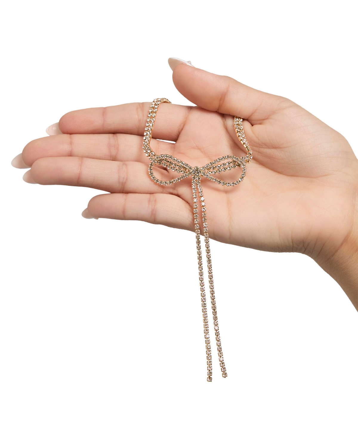 BCBGeneration Crystal Double Strand Bow Lariat Necklace