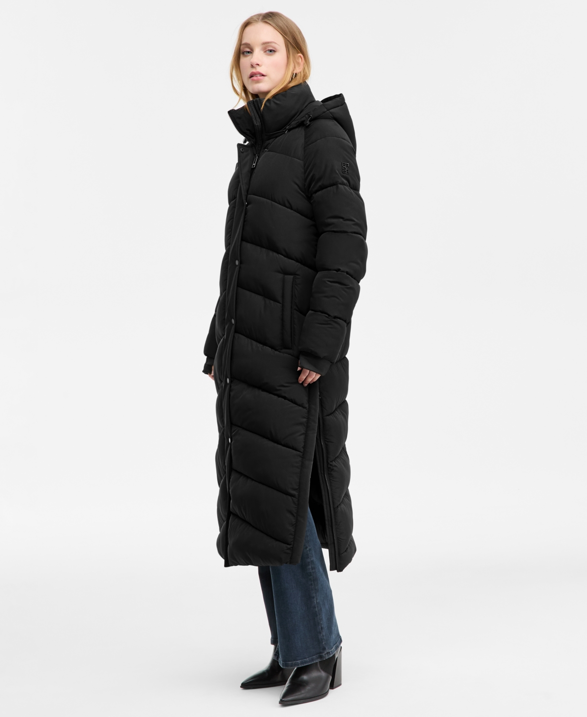 Bcbg Women's Hooded Water-resistant Maxi Puffer Coat, Macy's Exclusive In Black